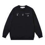Black Cotton Scattered Print Crewneck - Men's