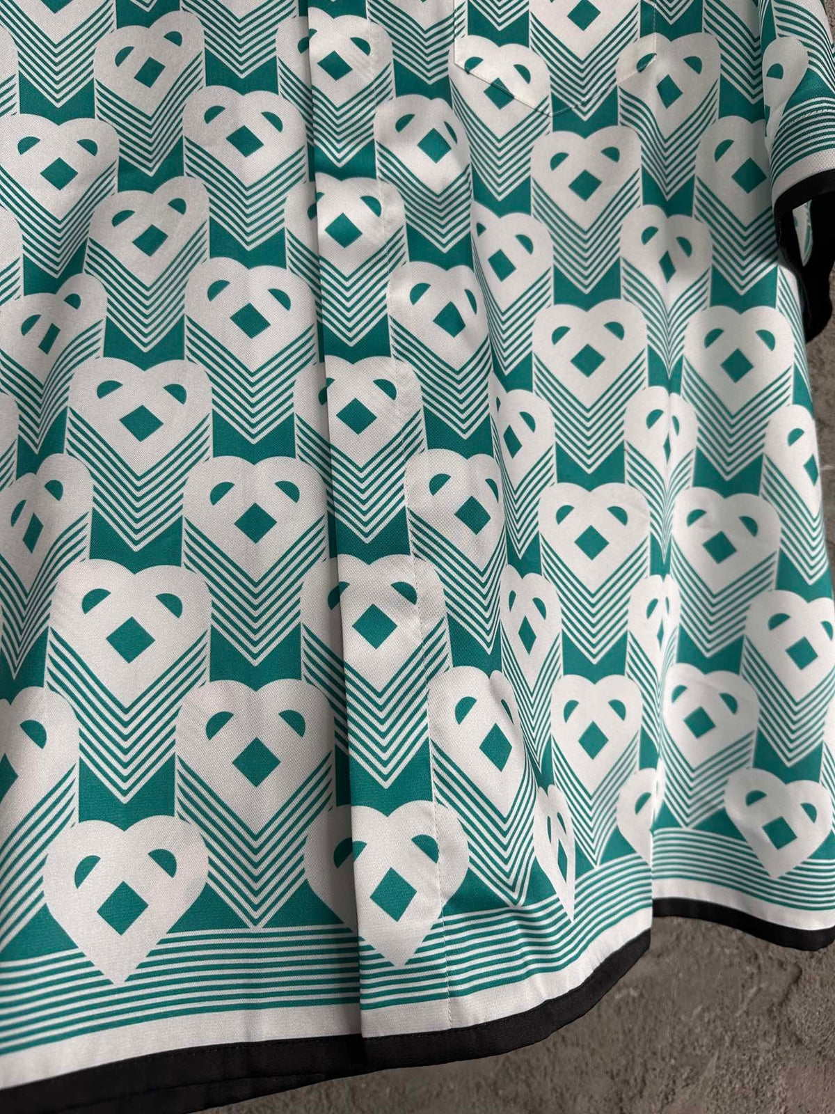Teal Floral Print Silk Shirt - Men's
