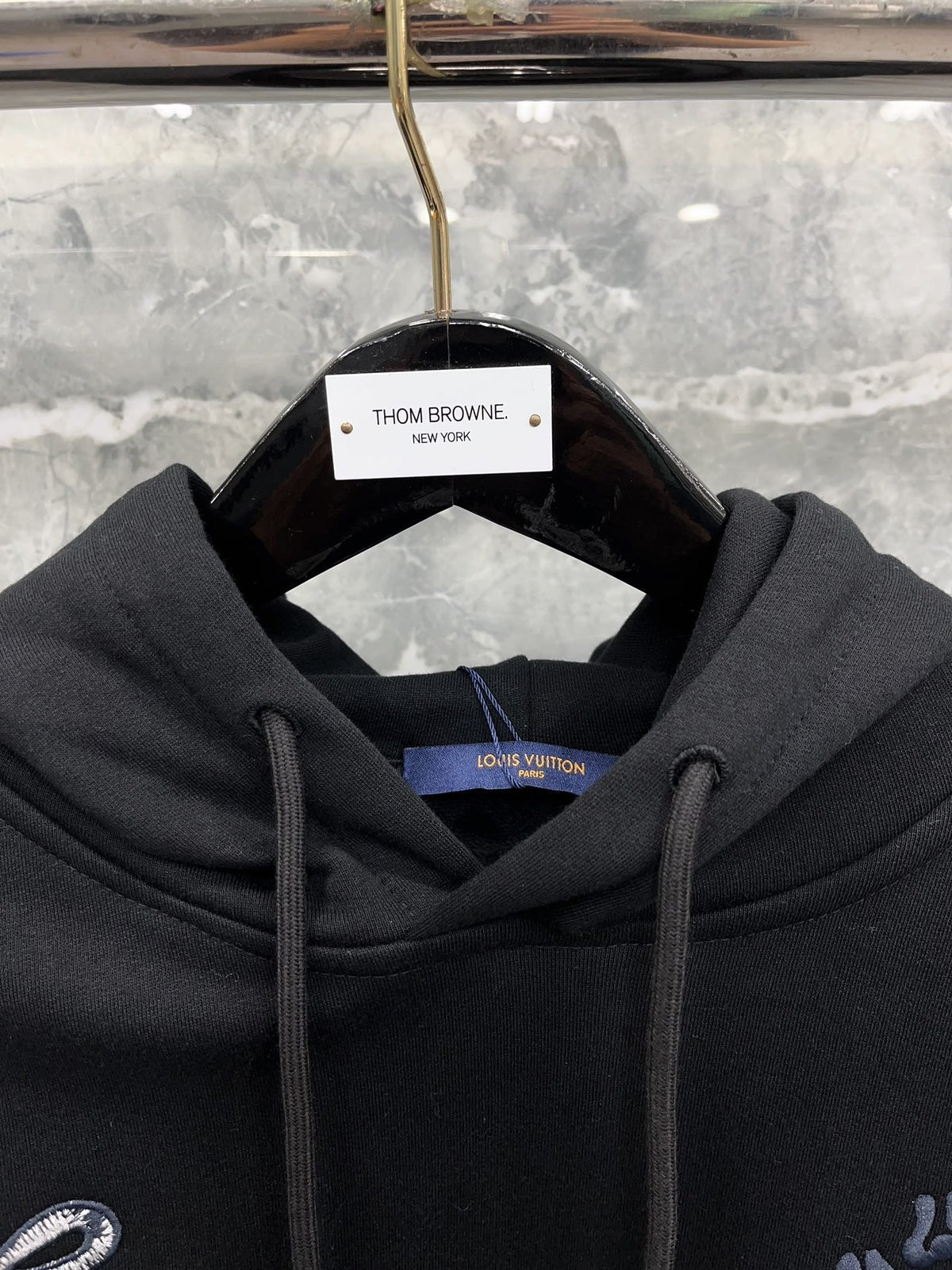 Black Cotton Print Zip-Through - Men's
