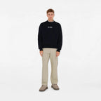 Black Cotton Chest Logo Crewneck - Men's