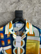Yellow Architectural Print Silk Shirt - Men's