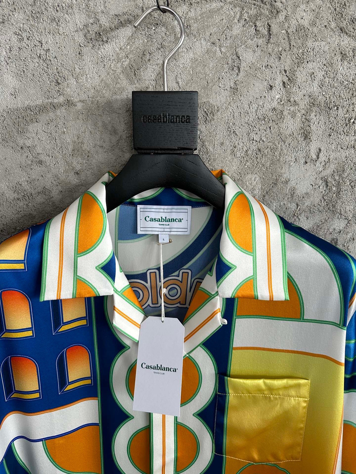 Yellow Architectural Print Silk Shirt - Men's