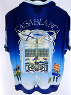 Blue Gradient Peacock Silk Shirt - Men's