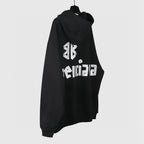 Black Cotton Back Print Pullover - Men's