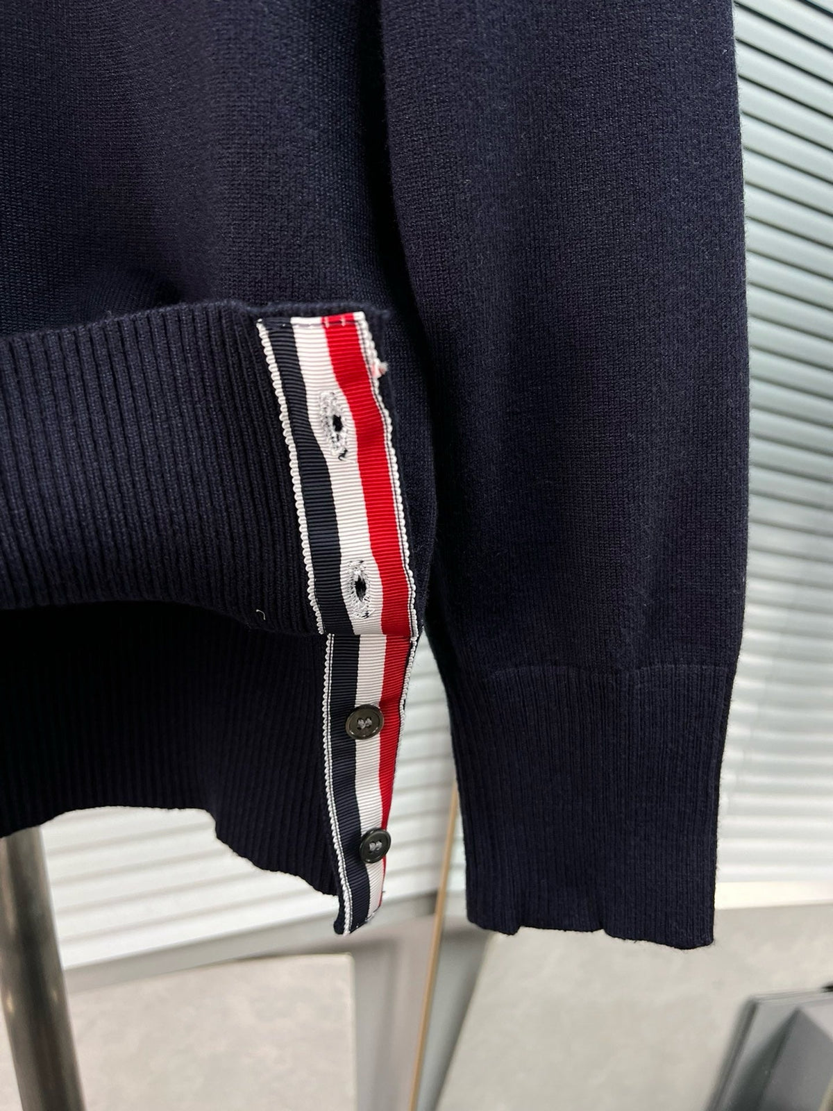 4-Bar Crewneck Cream Sweater - Men's