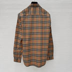 Beige Cotton Vintage Check Long-Sleeve - Men's