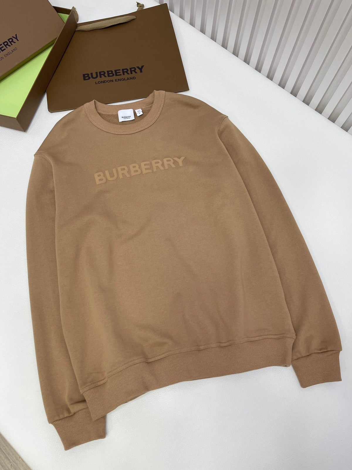 Black Cotton White Text Crewneck - Men's