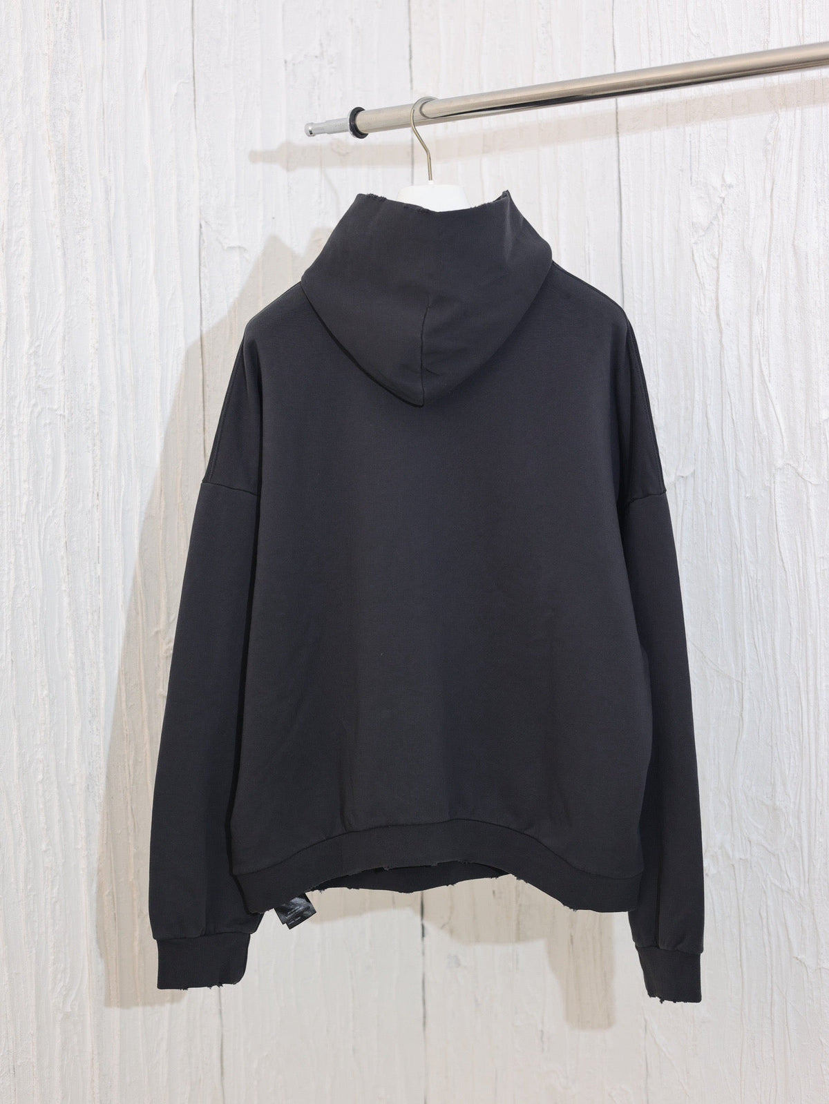 Black Cotton Tonal Text Pullover - Men's