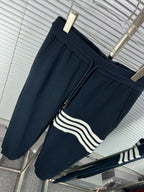 Grey Cotton Four-Bar Joggers - Men's