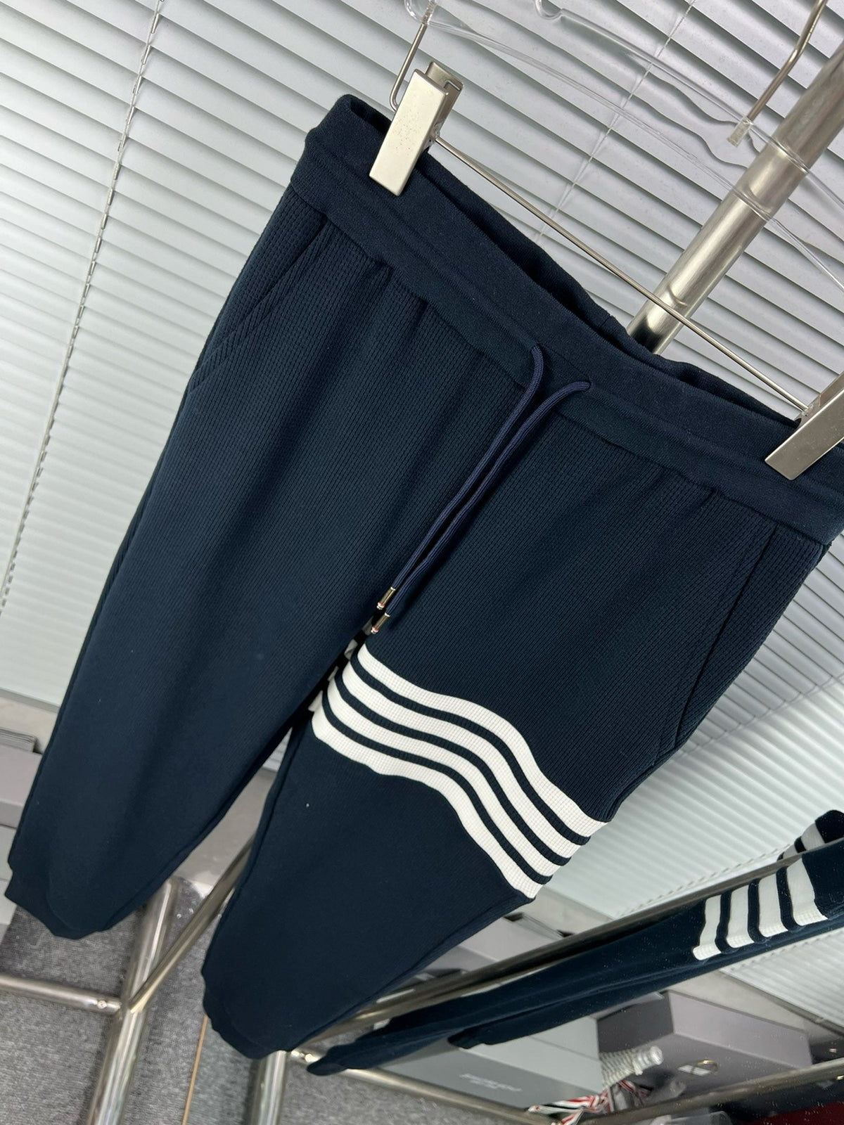 Grey Cotton Four-Bar Joggers - Men's