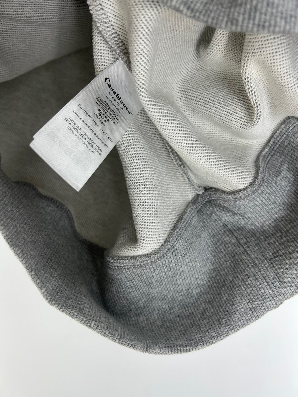 Grey Cotton Crest Graphic Crewneck - Men's