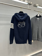 4-Bar Zip Navy Hooded - Men's