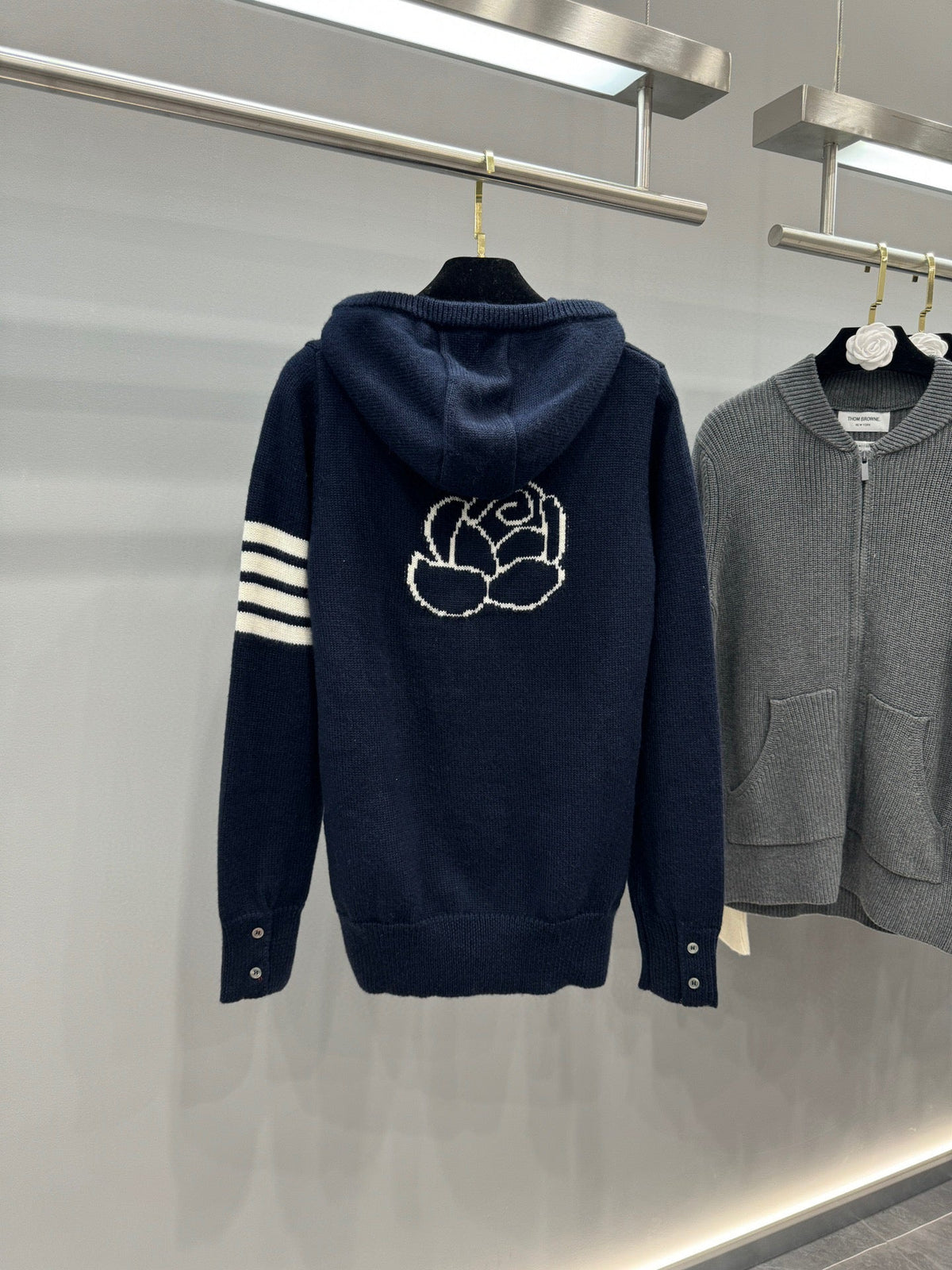 4-Bar Zip Navy Hooded - Men's