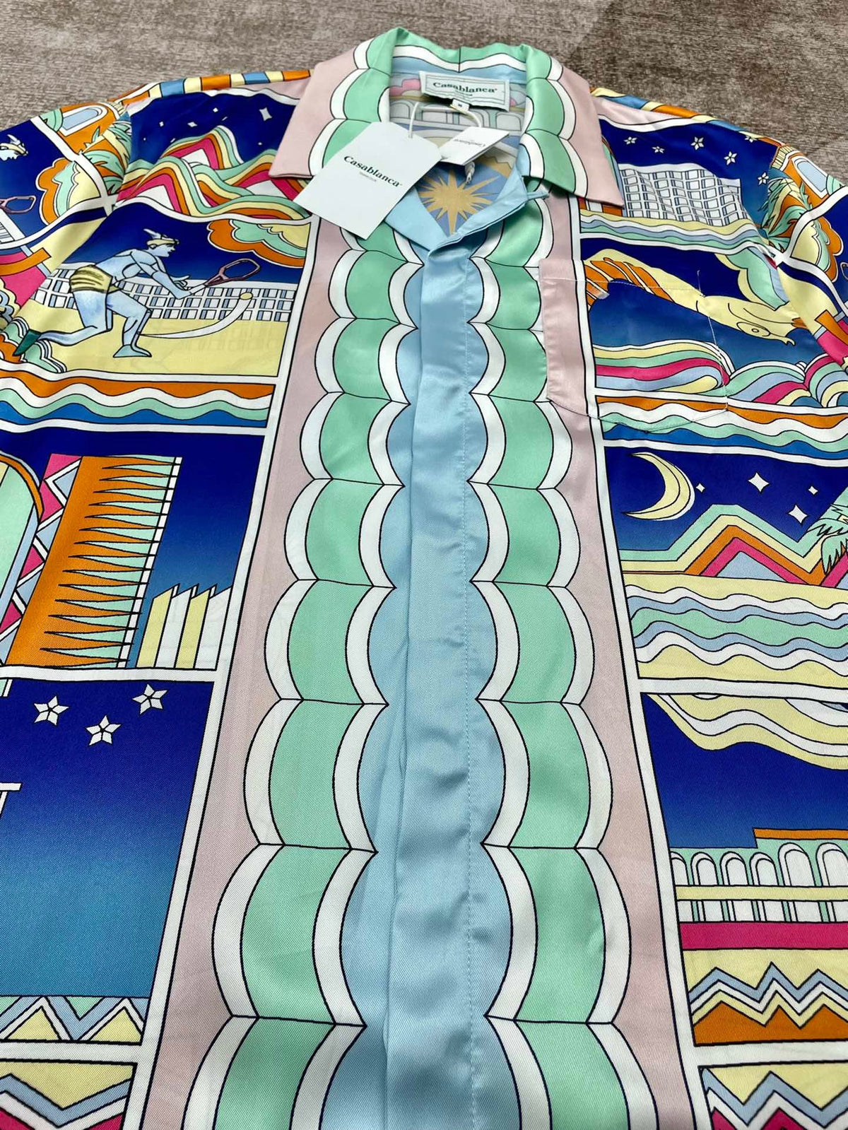 Architectural Print Silk Shirt - Men's