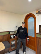 Black Cotton Lightning Print Long-Sleeve - Men's