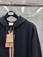 Navy Cotton Striped Placket Zip-Through - Men's