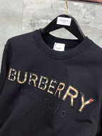 Navy Cotton Embossed Text Crewneck - Men's