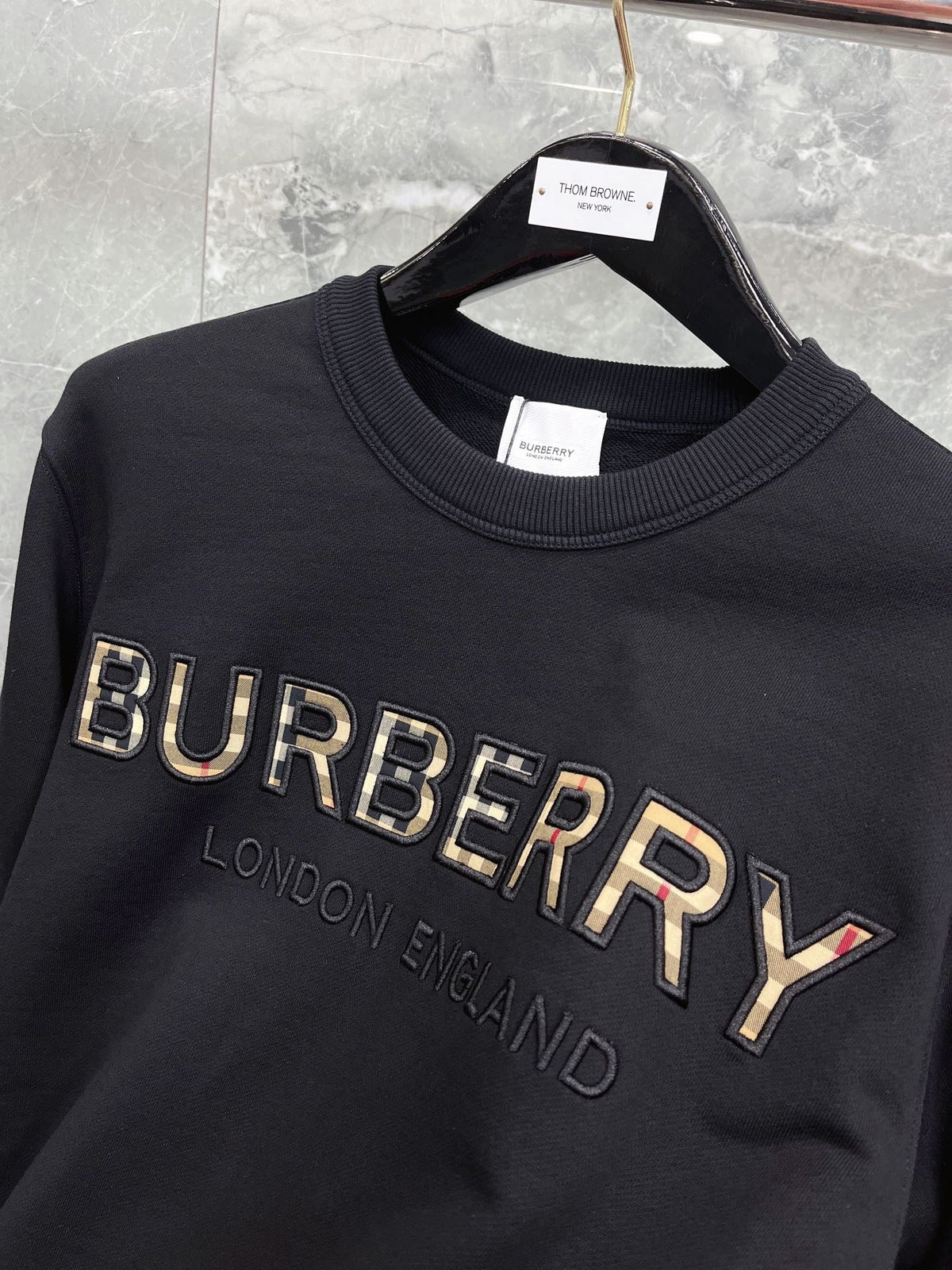 Navy Cotton Embossed Text Crewneck - Men's