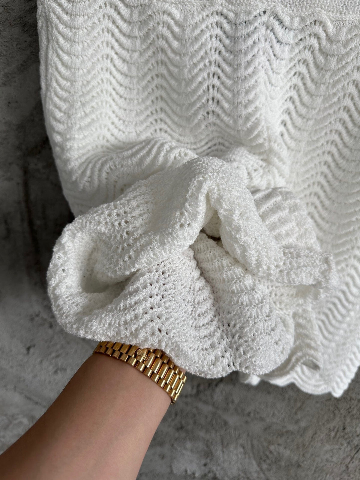 White Knit Crochet Drawstring - Men's