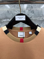 White Cotton Contrast Collar Crewneck - Men's