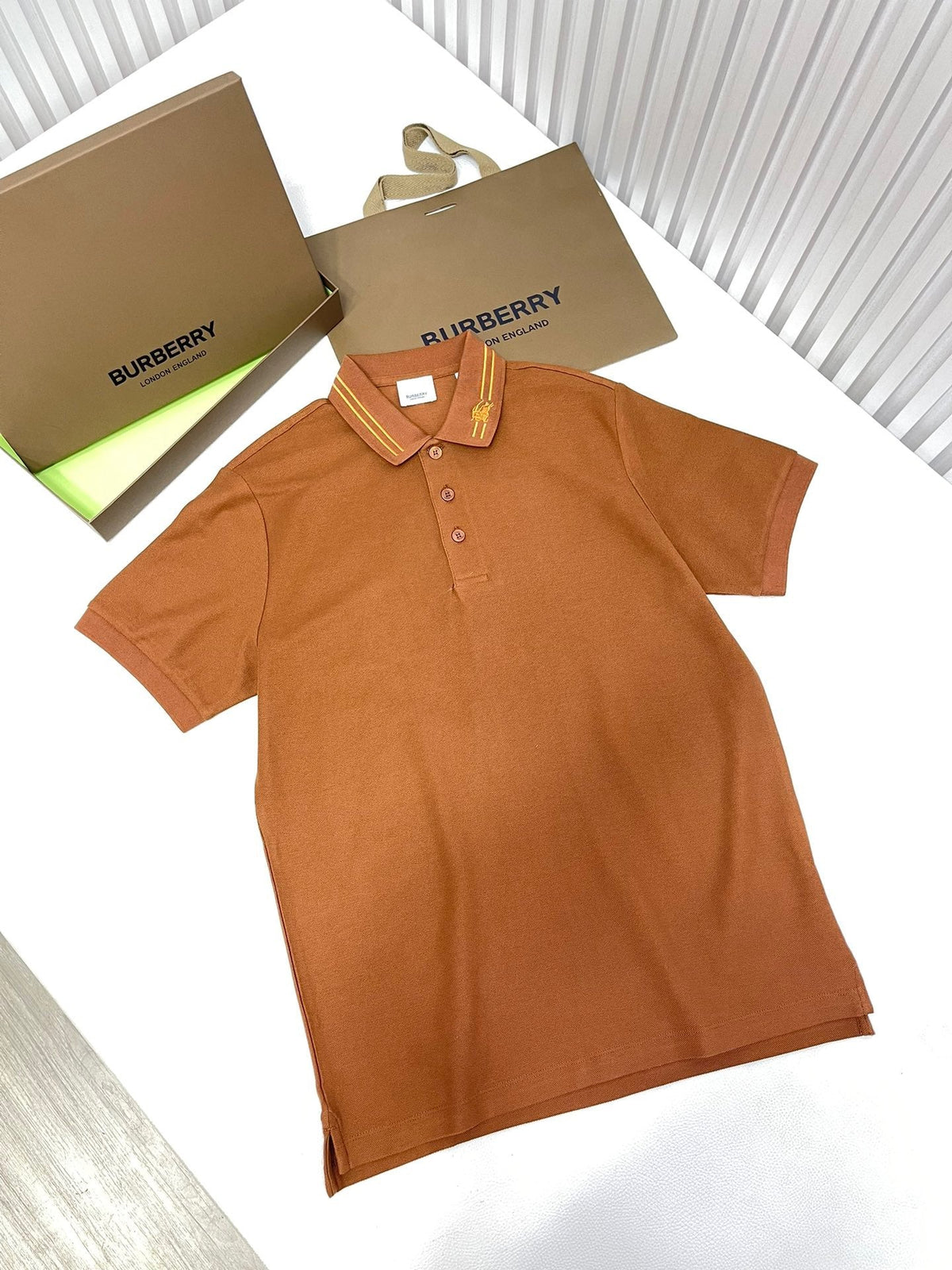 Orange Cotton Plain Short-Sleeve - Men's