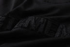 Black Cotton Tonal Text Crewneck - Men's