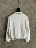 White Knit Striped Trim Blouson - Men's