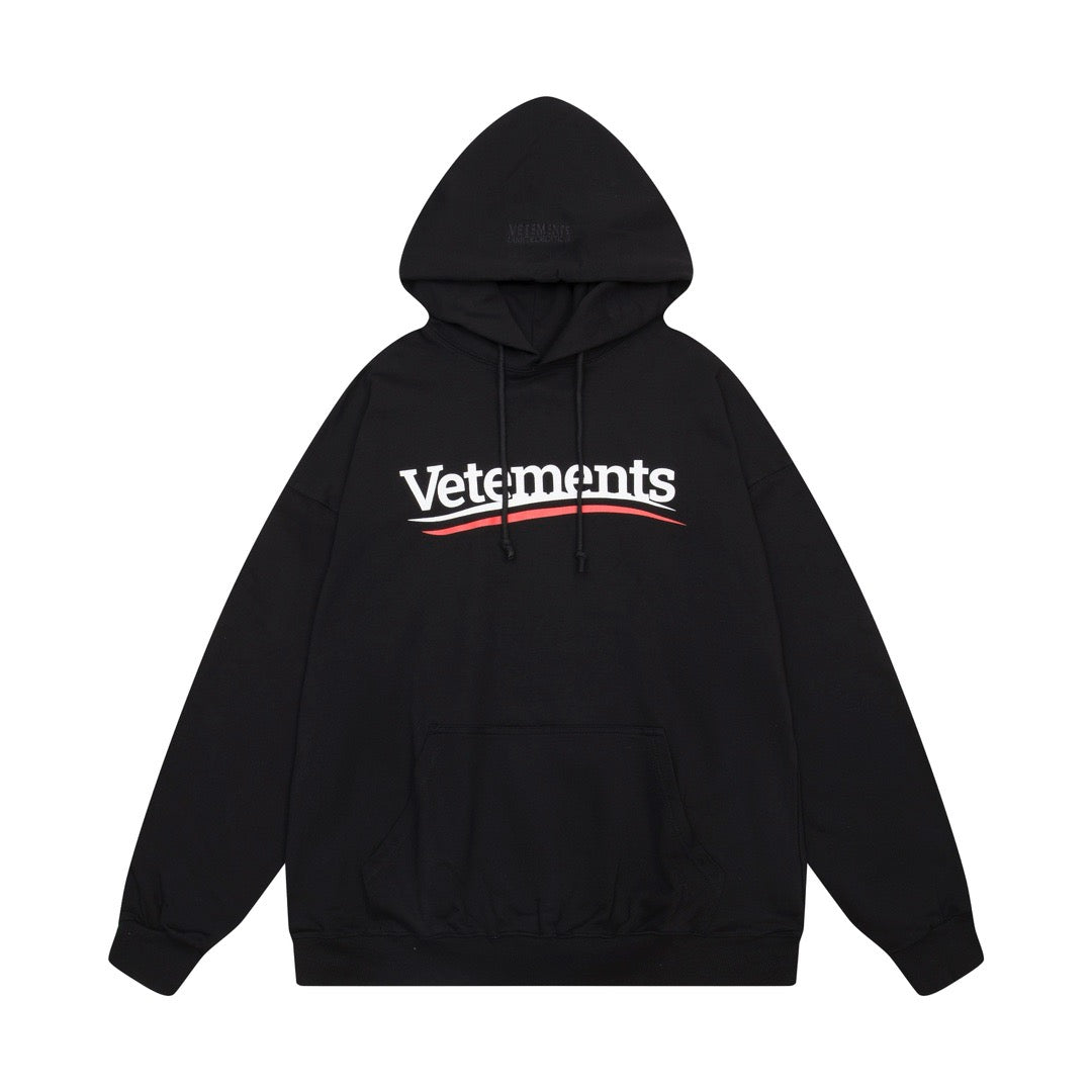Black Cotton Logo Pullover - Men's