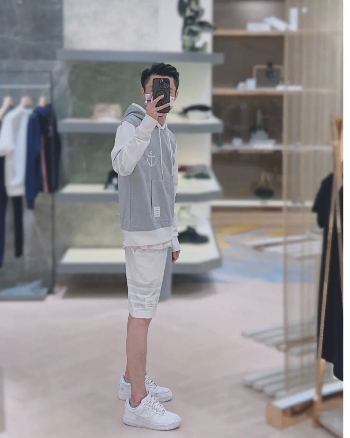 Grey Cotton Colourblock Zip-Through - Men's