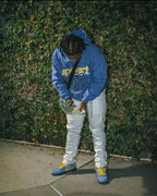 Blue Cotton Graphic Pullover - Men's