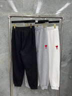 Black Cotton Heart Logo Joggers - Men's