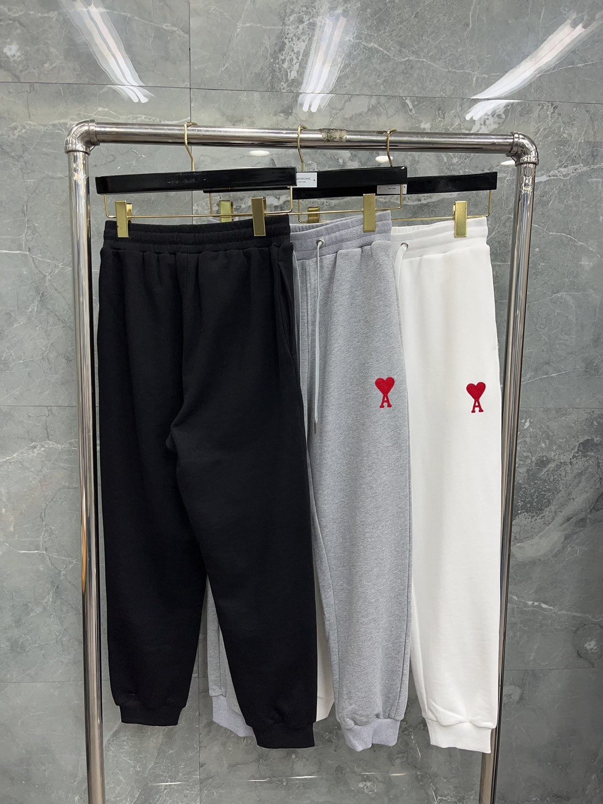 Black Cotton Heart Logo Joggers - Men's