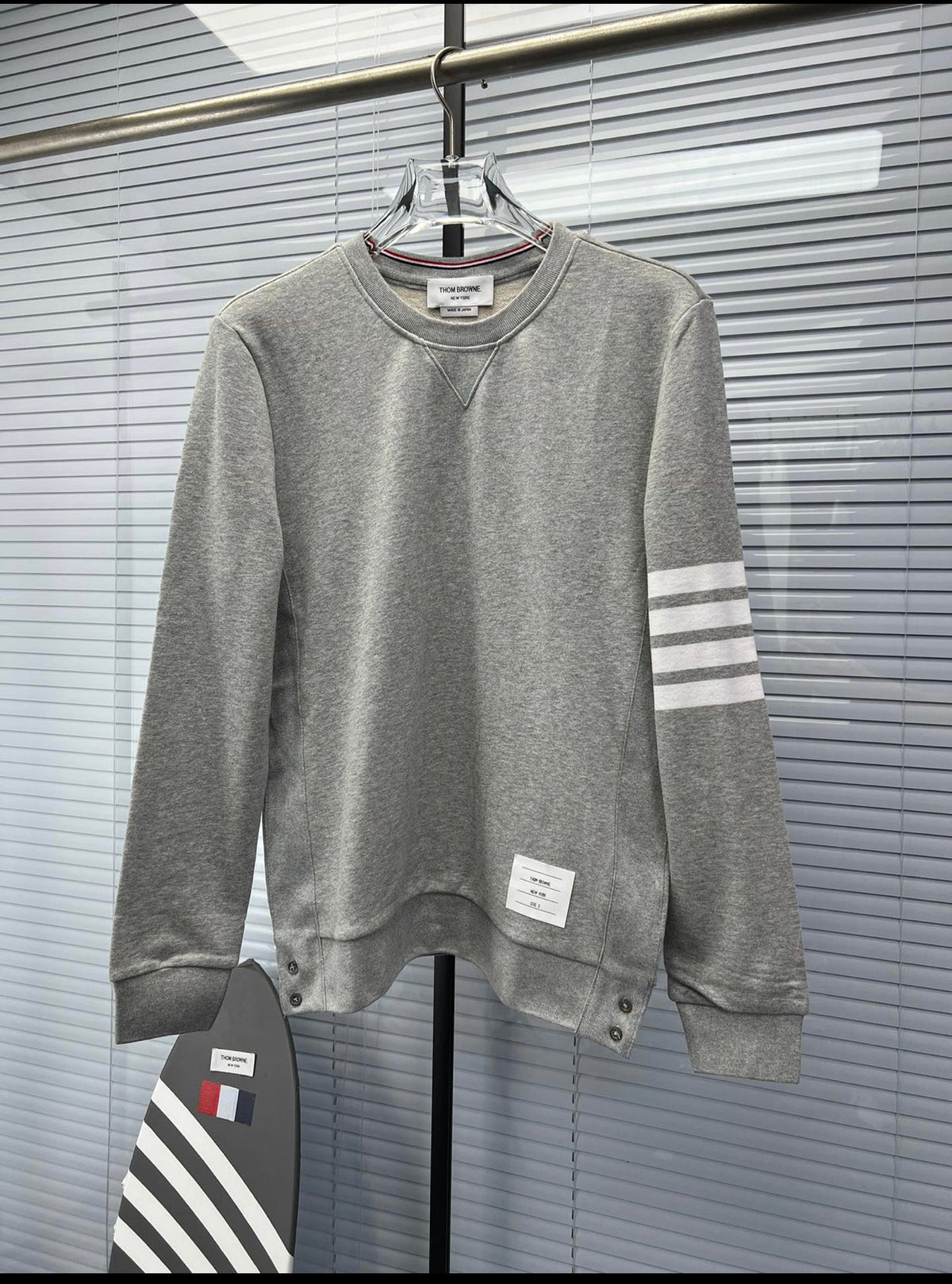 4-Bar Crewneck Navy Loopback - Men's