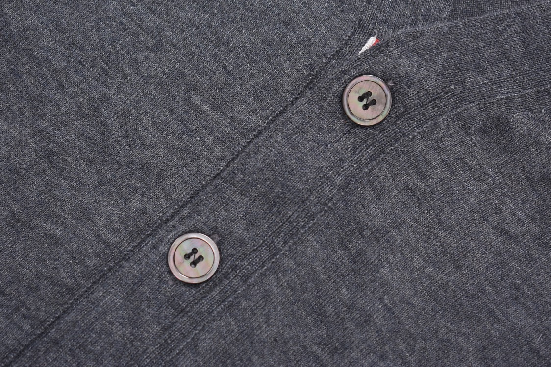 Grey Wool Four-Bar Cardigan - Men's