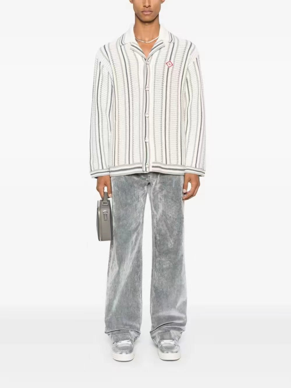 Pinstripe Silk Shirt - Men's
