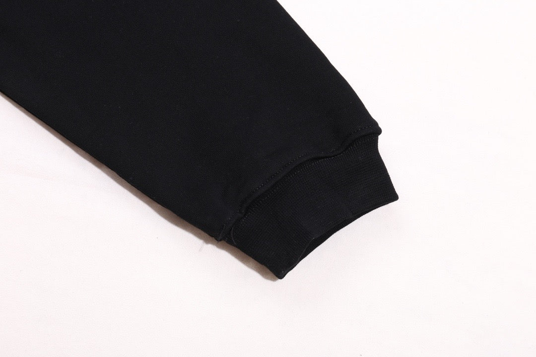 Black Cotton Graphic Pullover - Men's