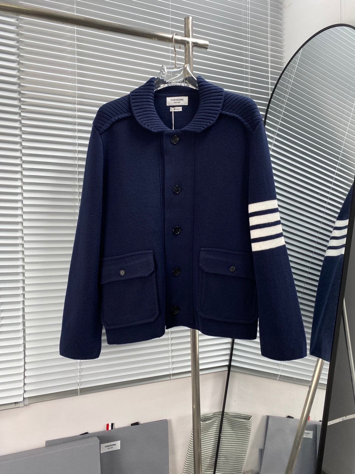4-Bar Knit Jacket Grey - Men's