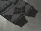 Grey Jacquard Geometric Crewneck - Men's