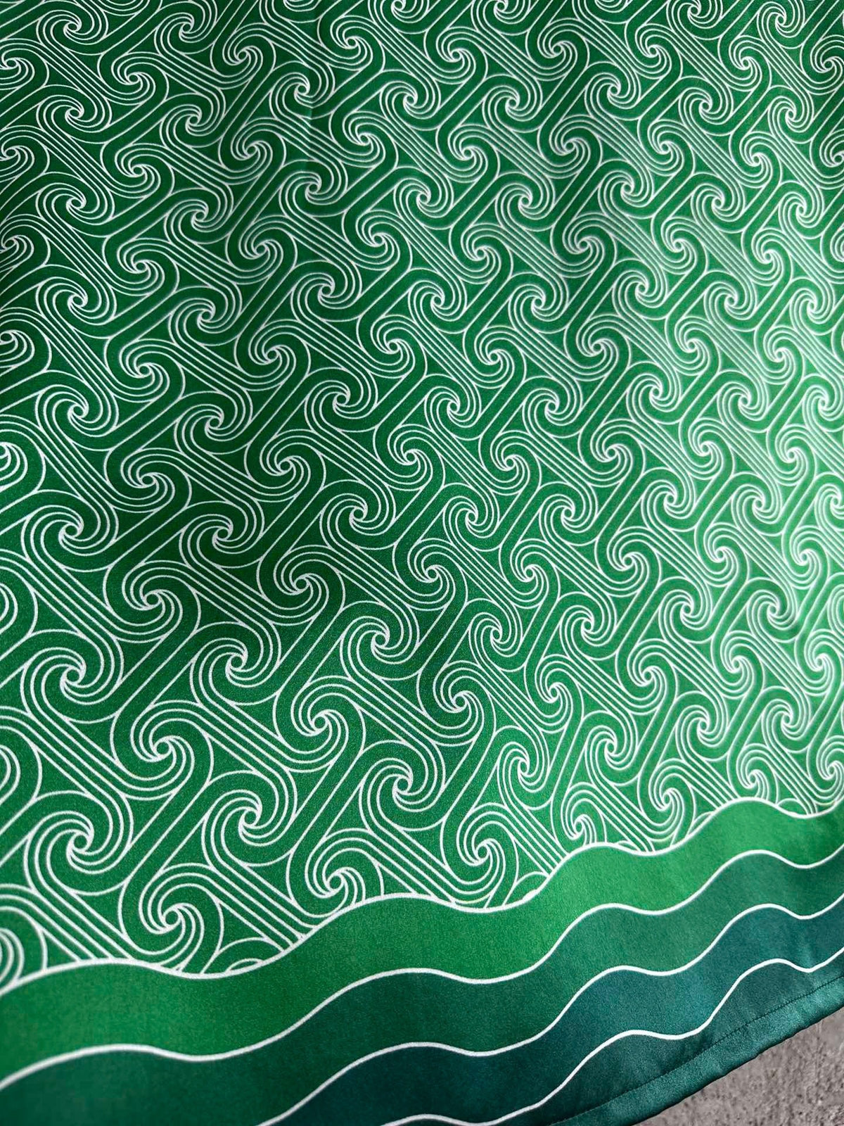 Green Wave Print Silk Shirt - Men's