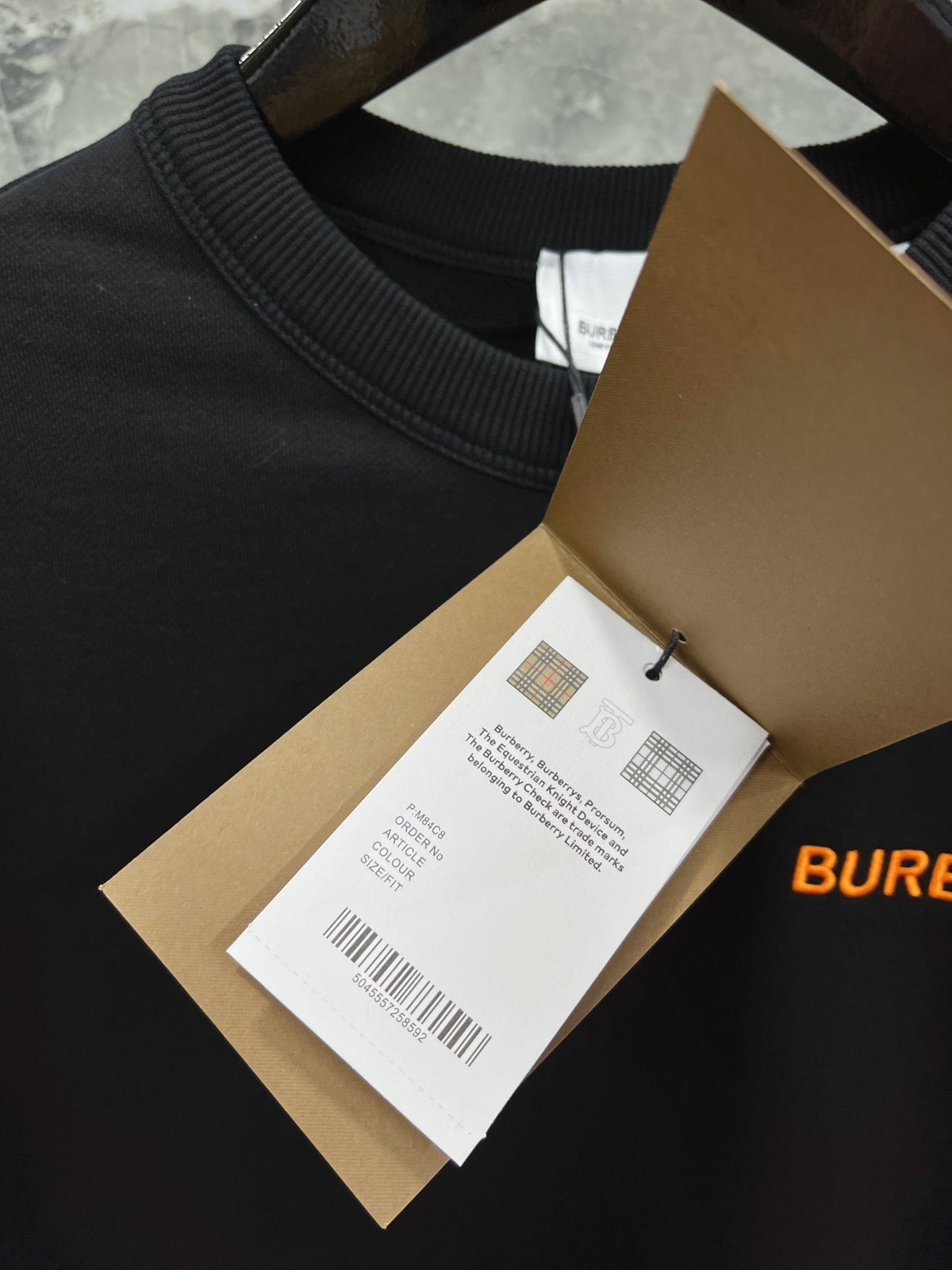 Black Cotton Tonal Crewneck - Men's