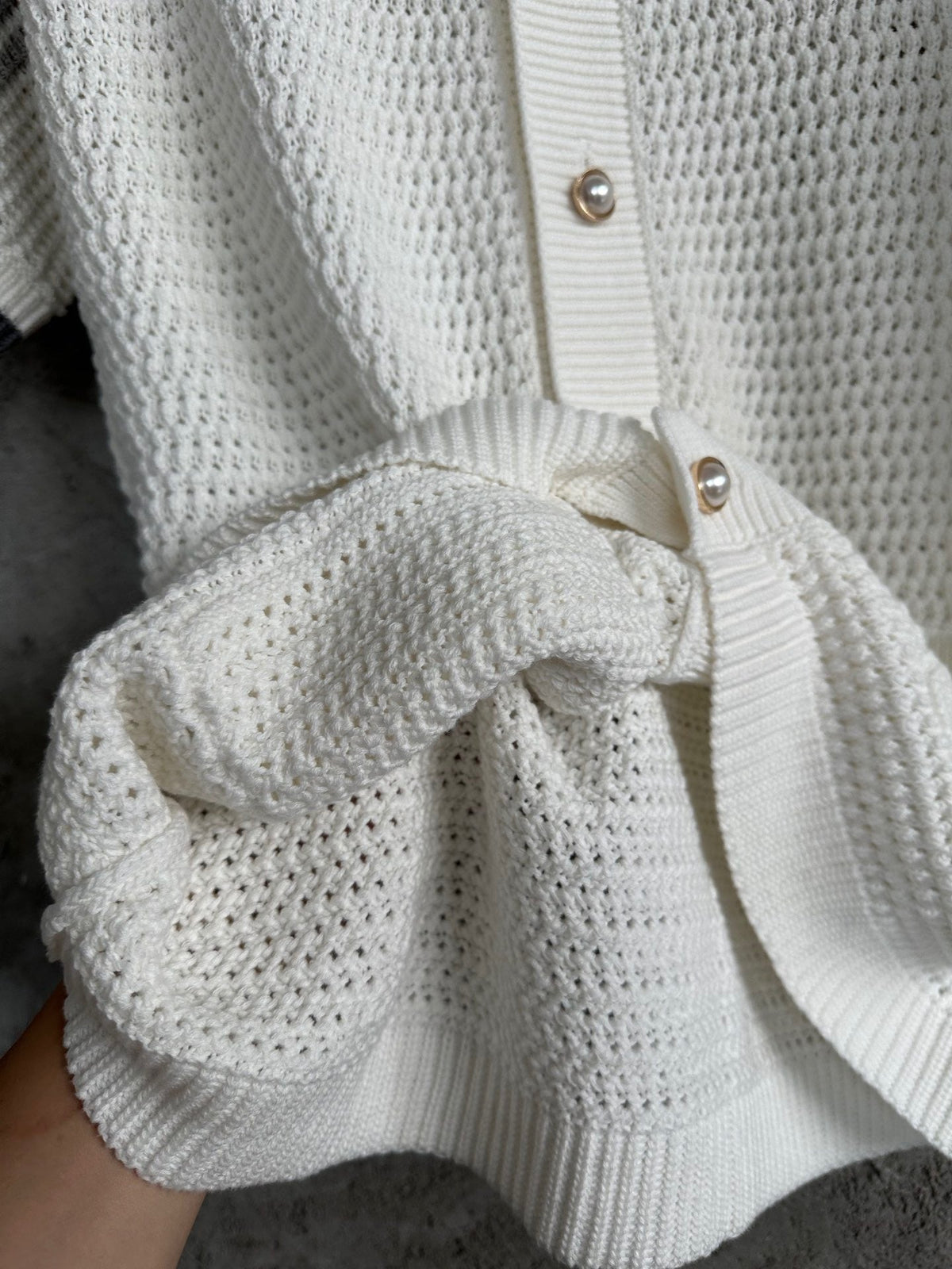 Cream Knit Striped Short-Sleeve - Men's