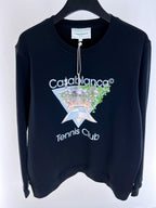Navy Cotton Tennis Graphic Crewneck - Men's