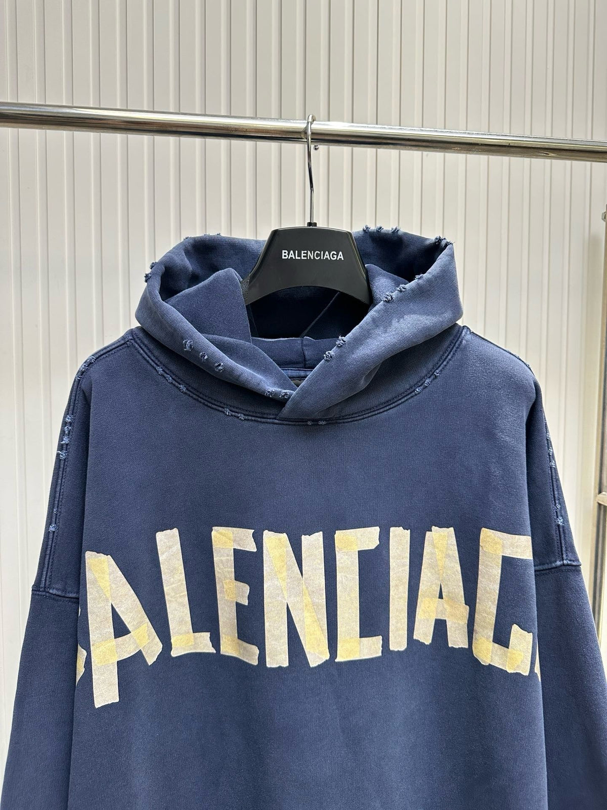 Navy Cotton Bold Text Pullover - Men's