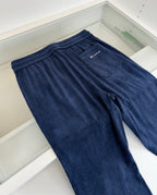 Navy Velour Drawstring Wide-Leg - Women's