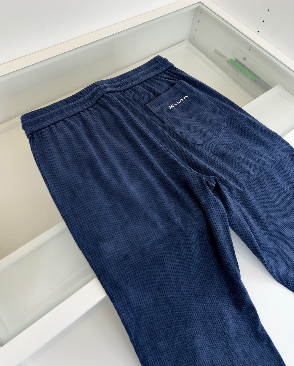 Navy Velour Drawstring Wide-Leg - Women's