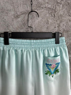 Green Silk Print Drawstring - Men's