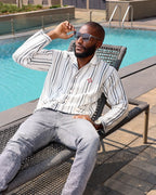 Pinstripe Silk Shirt - Men's