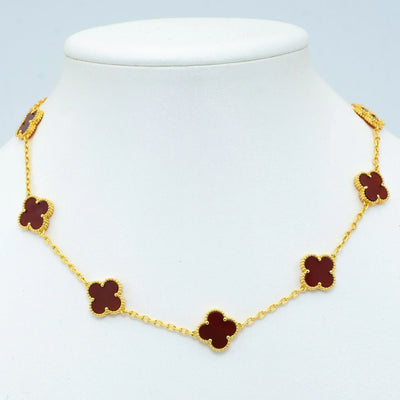 CLOVER VINTAGE CARNELIAN NECKLACE 10 MOTIFS