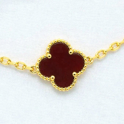 CLOVER VINTAGE CARNELIAN NECKLACE 10 MOTIFS