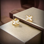 Jeux De White Mop Gold Diamond Earrings – LUX VERSE Luxury Designer Fashion Outlet